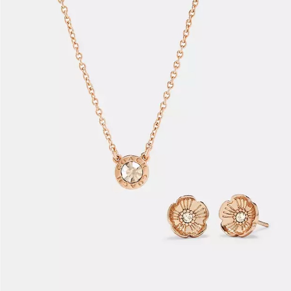 Proceeds go to Charity! Coach Open Circle with Stone (Gold-Tone) Earring Set